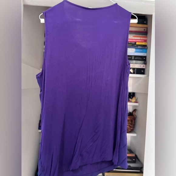 💜 Vintage Stunning Jaipur Purple Sleeveless Top with Satin Front Pleats - Size L - Picture 4 of 15